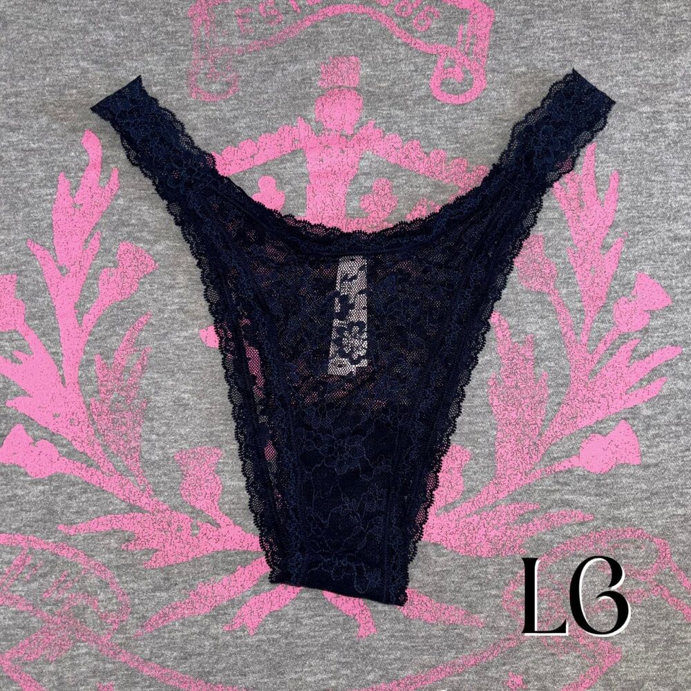 NWT New Victoria’s Secret The Lacie Brazilian Panty Navy Blue Floral LG